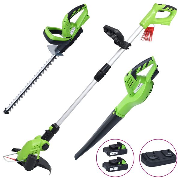 vidaXL Gartenpflege-Set mit Ladeger&auml;t und 1500 mAh Li-Ionen-Akkus
