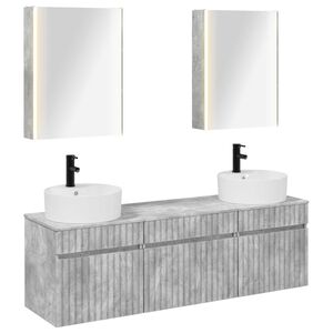 vidaXL Badezimmerschrank-Set 5 stk. Betongrau Holzwerkstoff