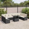 vidaXL Garten-Sofa-Set mit Kissen mit Kissen 11 pcs Schwarz und Creme