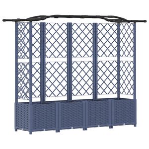 vidaXL Hochbeet mit Rankgitter und Dach Grau 204 x 40 x 138 cm PP