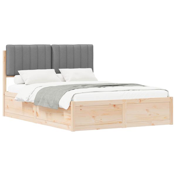 vidaXL Bettgestell mit gepolstertem Kopfteil Hellgrau 135 x 190 cm