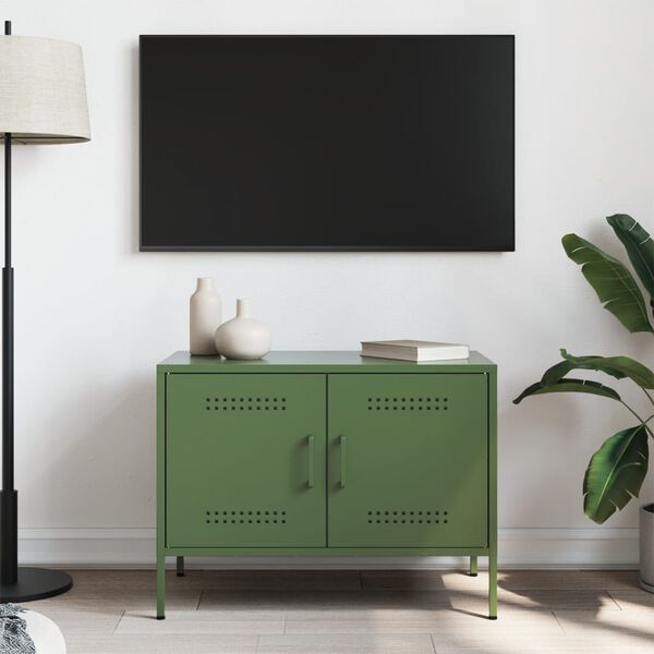 vidaXL TV-Schrank Olivgr&uuml;n 68x39x50,5 cm Stahl