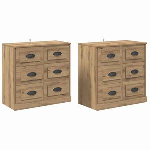 vidaXL Sideboards 2 stk. Artisan-Eiche 70 x 35,5 x 67,5 cm