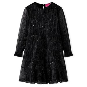 vidaXL Kinderkleid mit Langen &Auml;rmeln Schwarz 104
