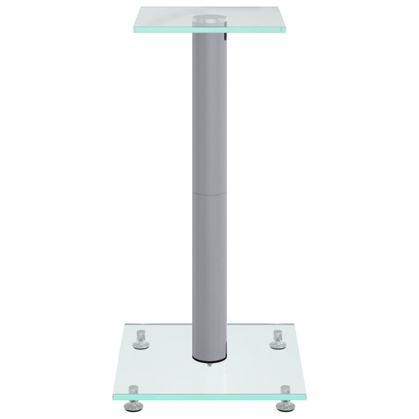 vidaXL Lautsprecher-St&auml;nder 2 Stk. Silbern Hartglas 1 S&auml;ule