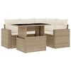vidaXL 5-tlg. Garten-Sofagarnitur mit Kissen Beige Poly Rattan