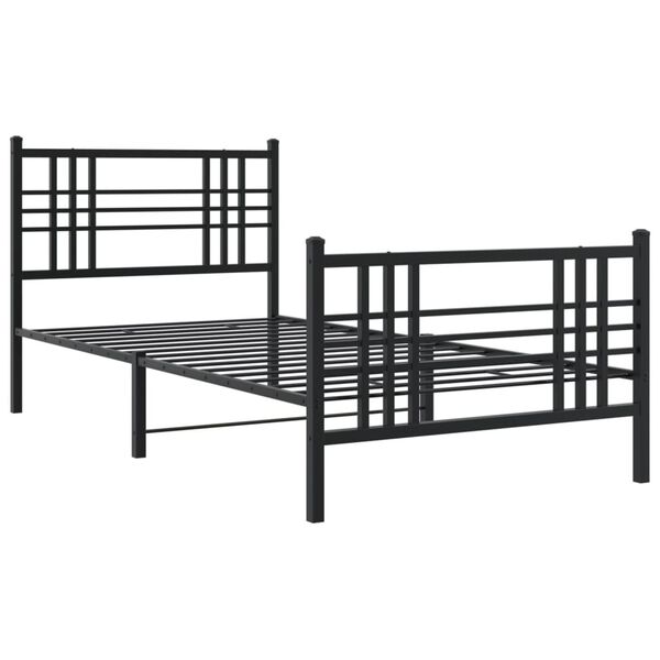 vidaXL Bettgestell mit Kopf- und Fu&szlig;teil Metall Schwarz 90x190 cm