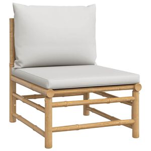 vidaXL Garten-Mittelsofa mit Hellgrauen Kissen Bambus