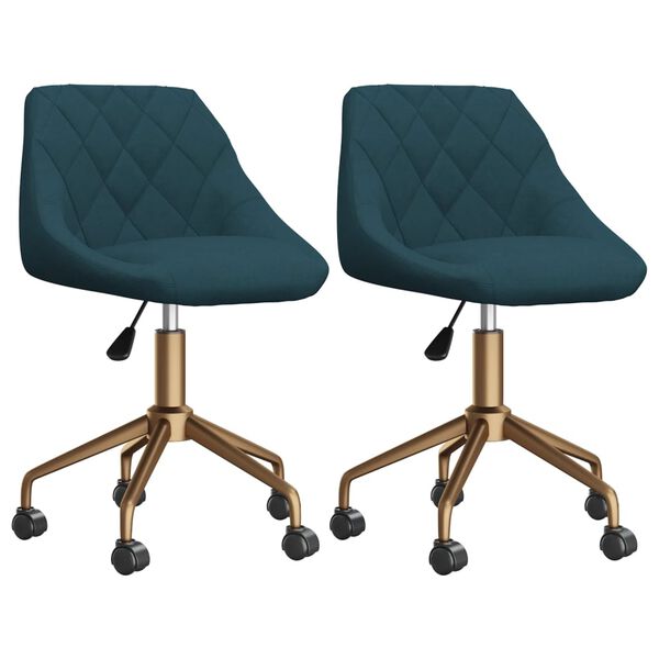 vidaXL Esszimmerst&uuml;hle 2 Stk. Drehbar Blau Samt