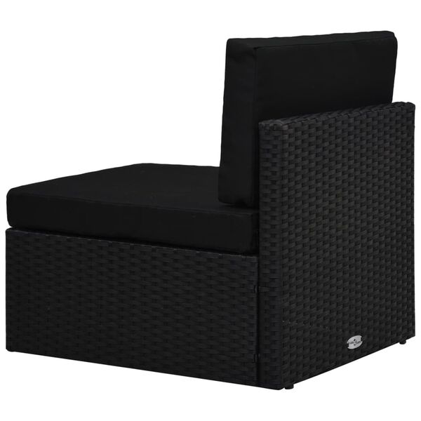 vidaXL 7-tlg. Garten-Lounge-Set mit Kissen Schwarz Poly Rattan