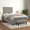 vidaXL Boxspringbett mit Matratze Hellgrau 120x190 cm Samt
