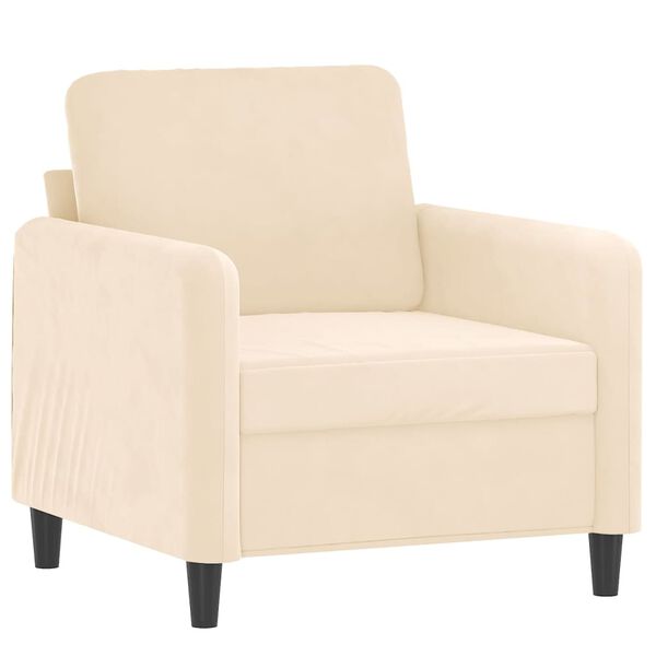 vidaXL 4-tlg. Sofagarnitur mit Kissen Creme Samt