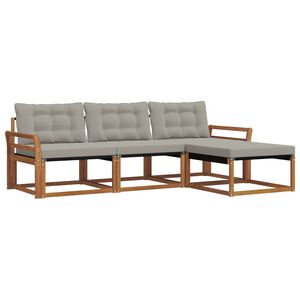 vidaXL Outdoor-Sofagarnitur mit Kissen 4 pcs Nat&uuml;rlich und Hellgrau