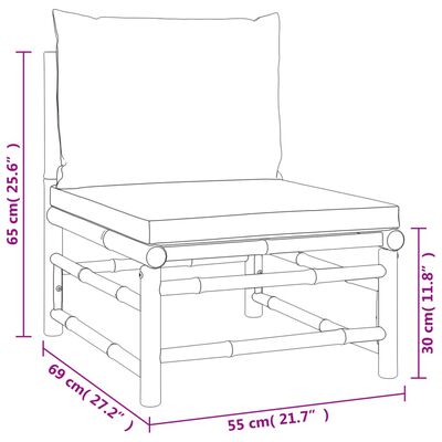 vidaXL 4-tlg. Garten-Lounge-Set mit Taupe Kissen Bambus