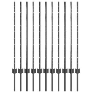 vidaXL Einbetonierter Zaunpfosten 11 Stk. Grau 140 cm