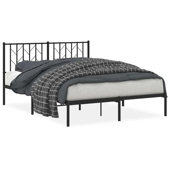 vidaXL Bettgestell mit Kopfteil Metall Schwarz 140x200 cm