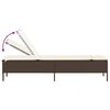 vidaXL Sonnenliege mit Tisch und Auflage Braun Poly Rattan
