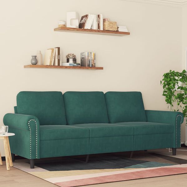 vidaXL 3-Sitzer-Sofa Dunkelgrün 180 cm Samt