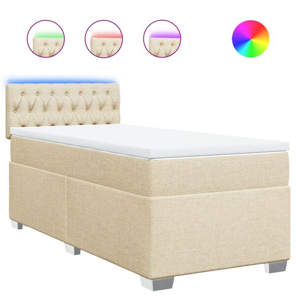 vidaXL Boxspringbett mit Matratze Creme 100x200 cm Stoff
