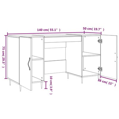 vidaXL Schreibtisch Schwarz 140x50x75 cm Holzwerkstoff