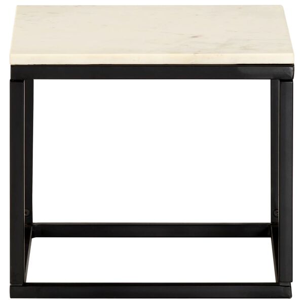 vidaXL Couchtisch Wei&szlig; 40&times;40&times;35 cm Echtstein in Marmoroptik