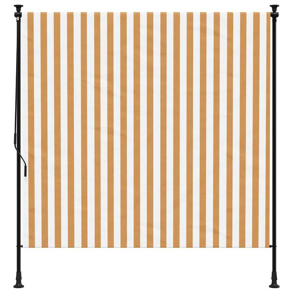 vidaXL Au&szlig;enrollo Orange und Wei&szlig; 150x270 cm Stoff und Stahl