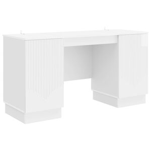 vidaXL Schreibtisch Hochglanz Wei&szlig; 142,5 x 50 x 75 cm Holzwerkstoff