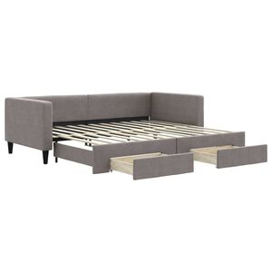 vidaXL Tagesbett Ausziehbar mit Schubladen Taupe 90x200 cm Stoff