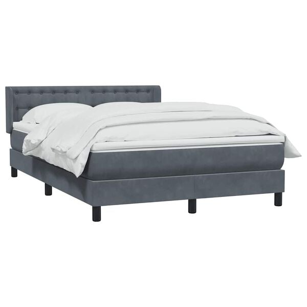 vidaXL Boxspringbett mit Matratze Dunkelgrau 140x210 cm Samt