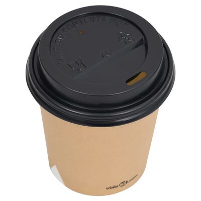 vidaXL Kaffee-Pappbecher mit Deckel 200 ml 250 Stk. Braun