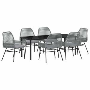 vidaXL Garten Essgruppe mit Kissen 7 pcs Grau Poly-Rattan