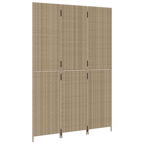 vidaXL Paravent 3-tlg. Beige Poly Rattan