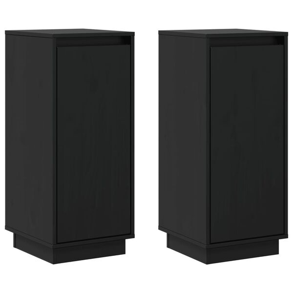 vidaXL Sideboards 2 Stk. Schwarz 31,5x34x75 cm Massivholz Kiefer