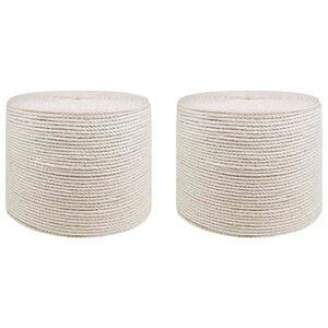 vidaXL Juteschnur 2 stk. 2 mm Wei&szlig; 100% Tossa Jute