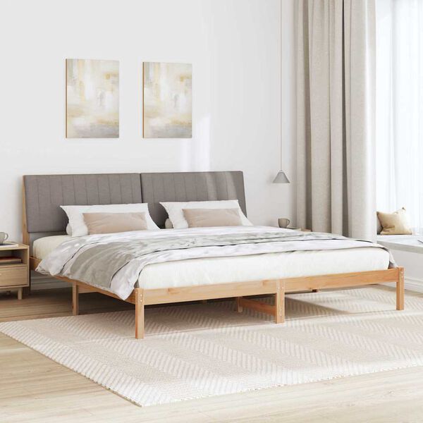 vidaXL Bettrahmen mit Kopfteil Braun 200 x 200 cm Massives Kiefernholz