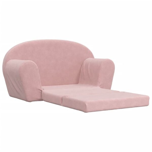 vidaXL Kinder-Schlafsofa 2-Sitzer Rosa Weicher Pl&uuml;sch