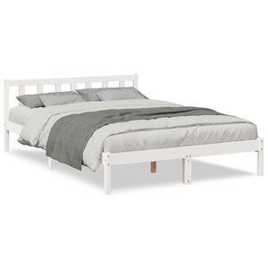vidaXL Massivholzbett Extra Lang ohne Matratze Wei&szlig; 160x220 Kieferholz