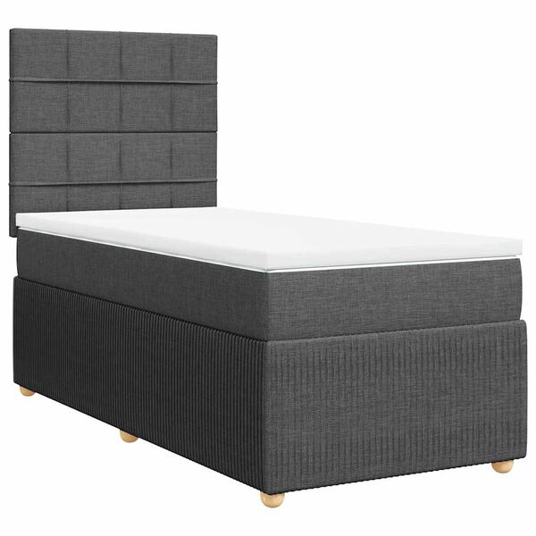 vidaXL Boxspringbett mit Matratze Dunkelgrau 80x200 cm Stoff