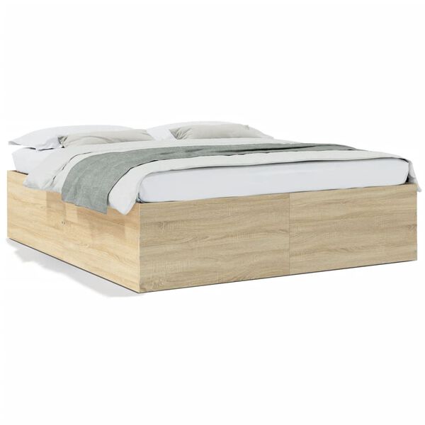 vidaXL Bettgestell Sonoma-Eiche 180x200 cm Holzwerkstoff