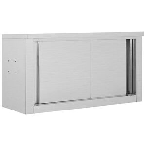 vidaXL Wandh&auml;ngeschrank mit Schiebet&uuml;ren 90&times;40&times;50 cm Edelstahl