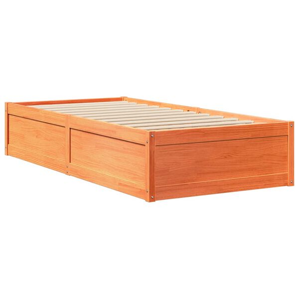 vidaXL Massivholzbett ohne Matratze Wachsbraun 90x190 cm Kiefernholz