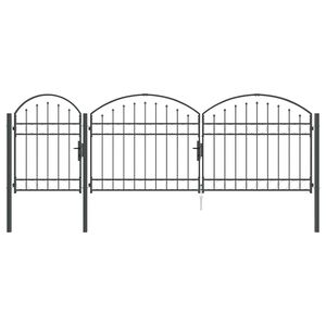 vidaXL Gartentor mit gew&ouml;lbtem Oberteil ASSEN 4 x 1,25 m Stahl Grau