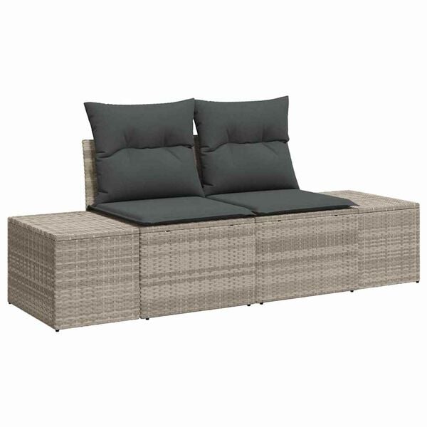 vidaXL Sofa Set mit Kissen 5 pcs Hellgrau Poly Rattan