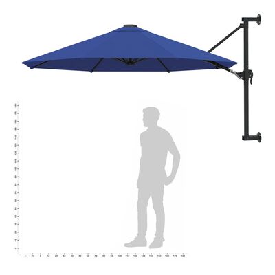 vidaXL Sonnenschirm zur Wandmontage mit Metall-Mast 300 cm Blau