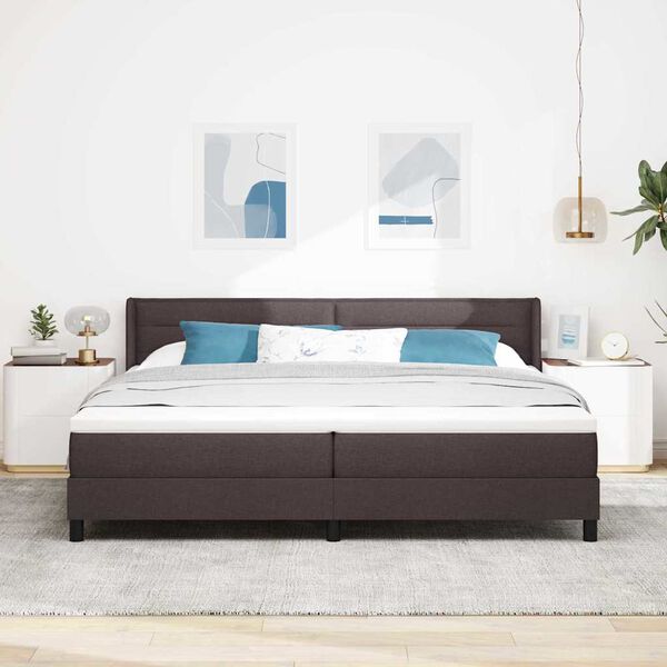vidaXL Boxspringbett mit Matratze Dunkelbraun 200 x 200 cm Polyester