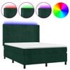 vidaXL Boxspringbett mit Matratze & LED Dunkelgr&uuml;n 140x190 cm Samt