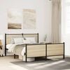 vidaXL Metallbett ohne Matratze Sonoma-Eiche 137x190 cm