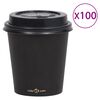 vidaXL Pappbecher mit Deckel 200 ml 100 Stk. Schwarz