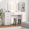 vidaXL Schminktisch mit Spiegelbeleuchtung 3 pcs Wei&szlig; Holzwerkstoff