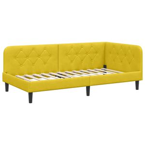 vidaXL Eckbettgestell mit Kopfteil Gelb 100 x 200 cm Samt